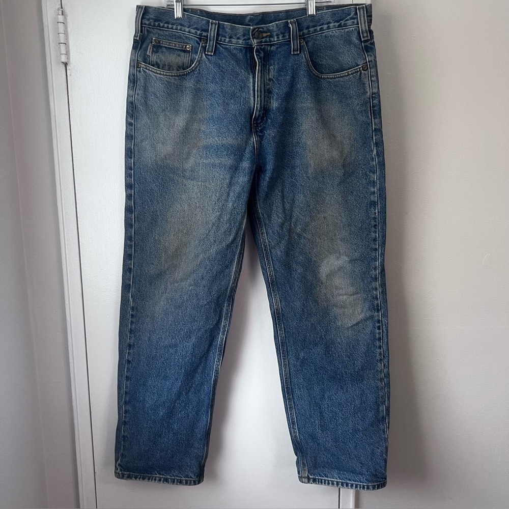 CARHARTT Men's Relaxed Fit Blue Jeans - Size 38/30 - READ